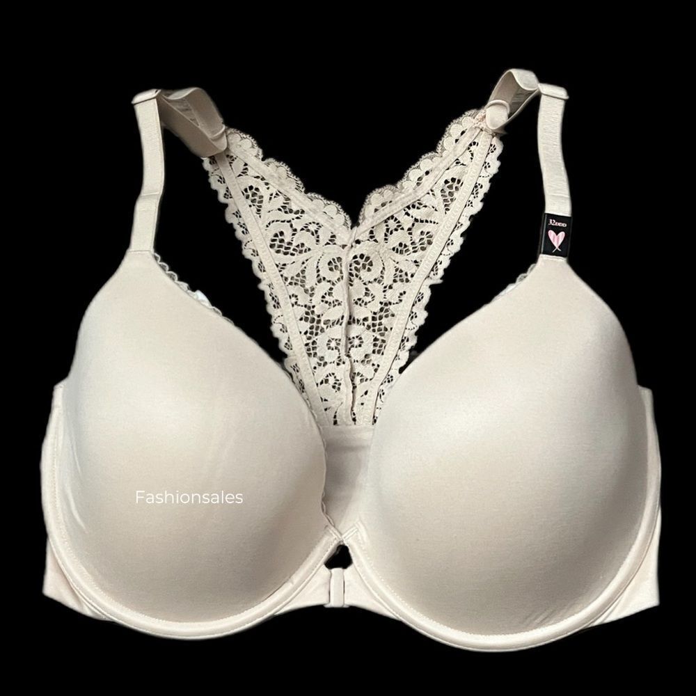 Victorias Secret Body Lined Demi Supersoft Smooth Lace Racerback Bra Champagne